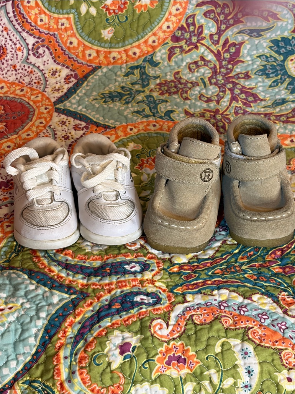 Champion Kids White Sneakers & Tan Suede Roper boots